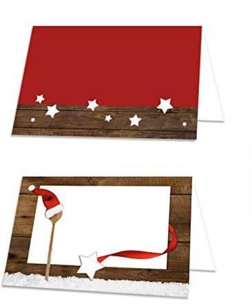 25 cartellini segnaposto, motivo natalizio con cucchiaio da cucina, colore: rosso/bianco/marrone, targhette segnaposto da tavolo