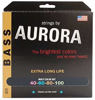 Aurora Premium Farbige Bass Gitarre Saiten, mehrfarbig, 40–100