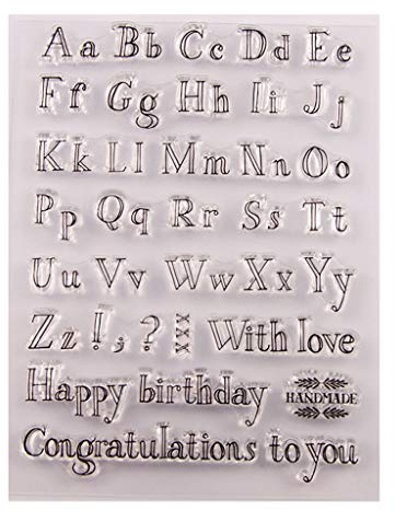 ECMQS Happy Birthday Alphabet DIY Transparente Briefmarke, Silikon Stempel Set, Clear Stamps, Schneiden Schablonen, Bastelei Scrapbooking-Werkzeug