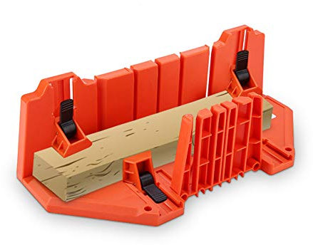 Mitre Box, Plastic Mitre Box Pruning Saw Wood Cutting Hand Saw Hardware Woodworking Tool Mitre Block Saw Box Woodworking Clamping Mitre Box with Clamp and 22.5°45°90 °Angle Slot Types for Woodworker