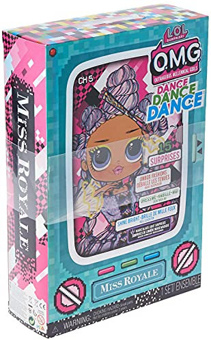 LOL Surprise OMG Dance Dance Dance Miss Royale Modepuppe mit 15 Überraschungen - inkl. magischem Schwarzlicht, Schuhen, Haarbürste, Puppenständer und TV-Verpackung - Für Kinder ab 4 Jahren