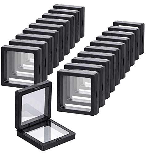 sdoot Black 3D Floating Frame Display Holder Stands, Coin Display Stands Set of 20 3D Floating Jewelry Frame for Challenge Coins, AA Medallions, Jewelry- 1.97 x 1.97 x 0.8 Inches