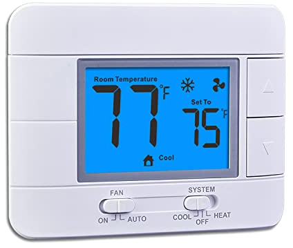 Upgraded Digital Non-Programmable Thermostat for Home 1 Heat/1 Cool Single Stage System, with Temperature & Humidity Monitor and Large Blue LCD Display