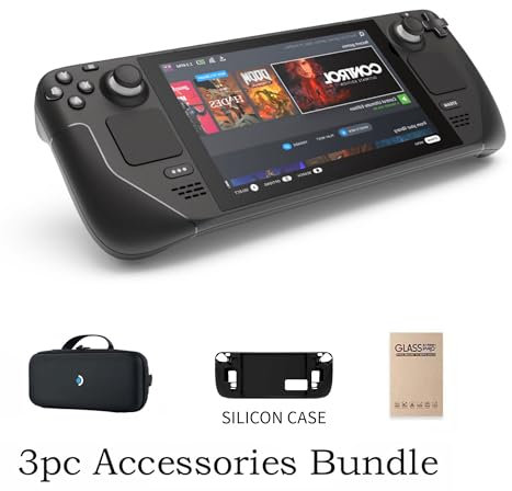 Valve Steam Deck 1TB Handheld Gaming Console with Carring case, 1280 x 800 LCD Display, Bundle Silicone Soft Cover Protector & Tempered Glass Film