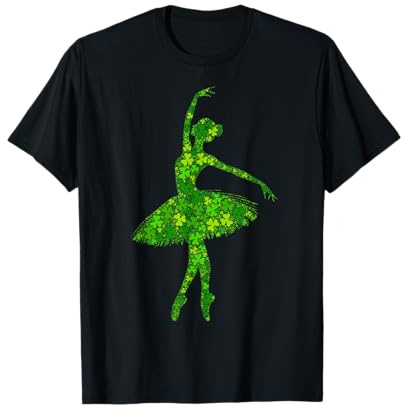 St. Patricks Day Men Women Clover - Ballet Dance Ballerina T-Shirt