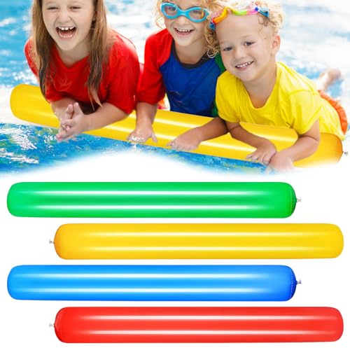 Schwimmnudel Poolnudel 4 Stück 105cm Aufblasbar Verbinder zum Aquasport