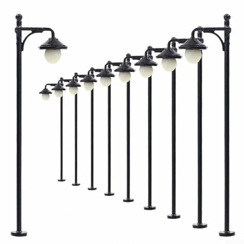 10Pcs Model Railway Train Lamp Post, Street Lights Model LED Lamps 65mm Gauge H0 / 00 Light Landscape Lamps Railway Decor