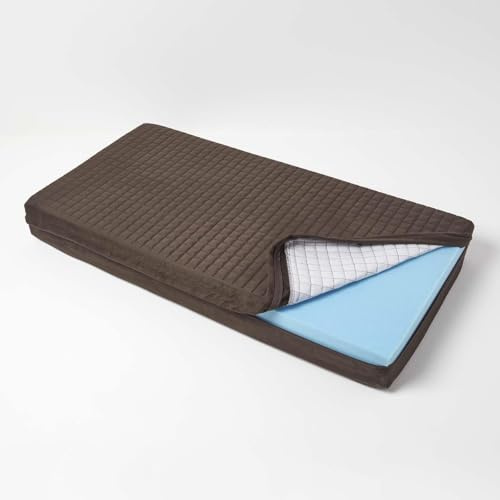 HOMESCAPES Kuddfodral i mocka för kudde för 2-sits soffa, trädgårdsbänk och bänk, kuddfodral för kudde 100 x 50 x 10 cm, choklad