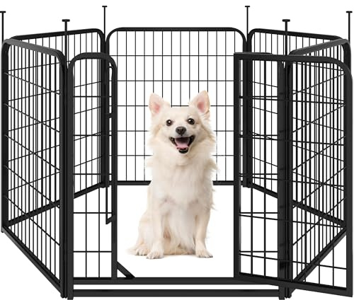 Yaheetech Recinto per Cani Cuccioli Conigli Gatti Animali da Interno e Esterno Giardino Rete Recinzione Ferro 6 pz 65 x 80 cm Pieghevole e Portatile