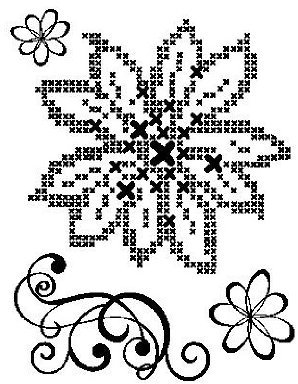 Viva Decor Clear-Stamps (Kreuzstich Blume + Schnörkel) Silikon Stempel - Prägung Stempel - DIY Dekoration stanzen - Stempel Silikon - DIY Stamp - Stempel Prägung - Designed in Germany