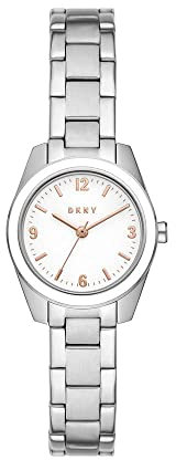 DKNY Damenuhren Soho, Dreizeiger Uhrwerk, 34mm Silber / Stahl Edelstahlgehäuse mit Edelstahlarmband, NY2342