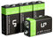 LP 9V Rechargeable Battery Pack, 4-Pack 600mAh Li-ion 9 Volt Battery for Alarms, Wireless Microphones, Smoke Detectors, Toys, Flashlights, Guitar, Keyboard & More