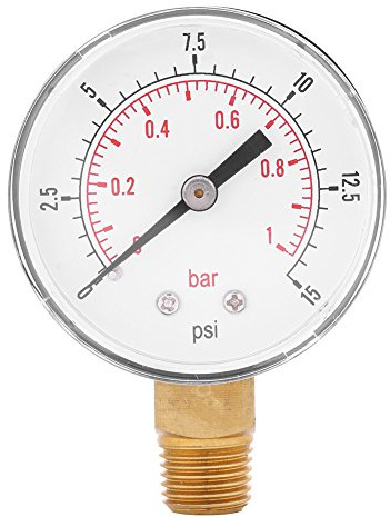 Mini-manomètre basse pression, manomètre BSPT pour carburant air-huile ou eau 0-15 psi/0-1bar