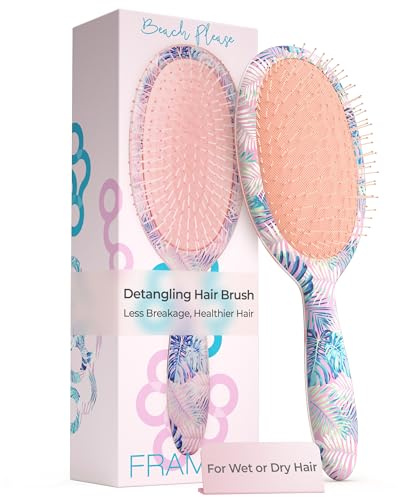 FRAMAR Pink Hair Brush Detangler, Detangling Hairbrush For Women, Wet Hair Brush For Girls, Hair Detangler Brush, Wet Hairbrush, Hairbrushes, Girls Hairbrush Detangler, Reduces Frizz - Floral