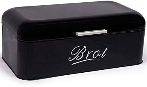 Theo&Cleo Brotkasten mit Deckel, 43 * 23 * 17cm, Großer Knäckebrot Box aus Metall, Brotaufbewahrungsbox Bread box, Brot und Kekse Lange Aufbewahren und Trocken Halten, Retro Design Schwarz