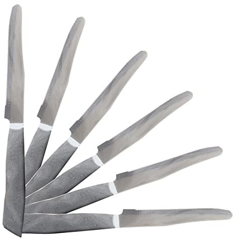 MAURY'S SET DA 6 COLTELLI DA TAVOLA IN ACCIAIO INOX DA TAVOLA (Grigio effetto Pietra)