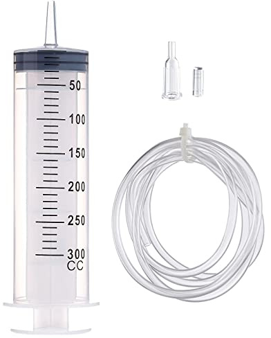 DHAIQC Spritze 300ml, Plastikspritze mit Schlauch, Messspritze Einzeln Verpackt, für Wissenschaftlich Labore, Measuring Liquids, Industrie, Garten, Haustier (300ml)