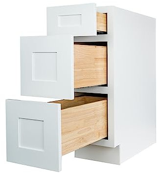 Hollywood Fabiani Design Shaker Drawer Base Kitchen Cabinet Ready to Assemble, 15 in. W x 24 in. D x 34.5 in. H, White