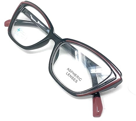 VENICE EYEWEAR OCCHIALI Lunettes de Lecture pour femmes Lunettes de Vue Presbyte +1.0 à +3.5 moderne Vintage style MADISON (+1.50, Noir - Rouge)