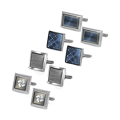 Krawattenklammern for Männer, personalisierte Krawattenklammer, runde Herren-Hemd-Manschettenknöpfe, 4 Paar Set, Krawattenklammern for Herren, Hochzeitsgäste, Ehemann, Schmuckgeschäft (Color : 30-1SI