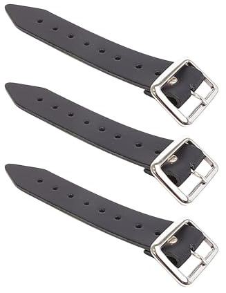 Kilt Emporium: Genuine Leather Kilt Extension Straps - 7 x 1.25 Buckle Extenders - Set of 3, Black