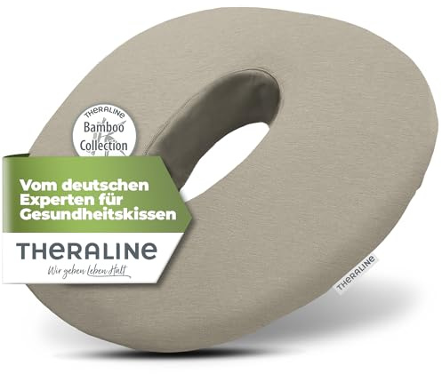 Theraline Ergonomisk sittring för svanskotan, avlastning, sittring efter operation, födelse eller som hemorrojder sittdyna, ortopedisk munkkudde (lergrå)