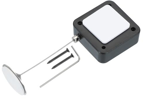 PATIKIL 1,5m Cavo Sicurezza Retrattile Telecomando, Blocco Cavo Lucchetto con Adesivo Biadesivo e Vite per Telecomando TV Controller Gioco, Nero (Tappo Ferro Rotondo)