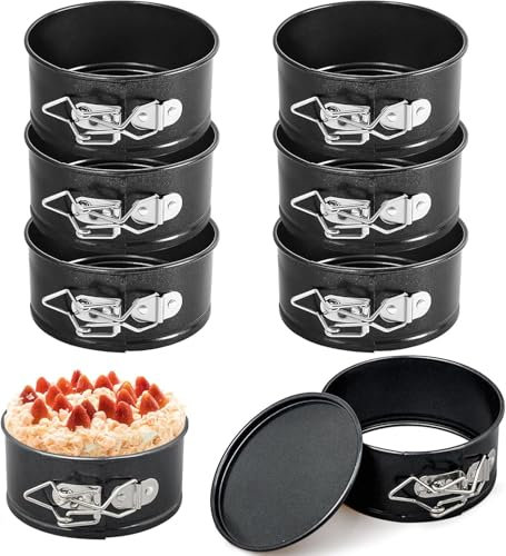 8 Stück Springform Set 14cm, Mini Runden Backformen, Kleine Antihaftbeschichte Auslaufsiche Kuchenform mit abnehmbarem Boden antihaftbeschichtete Backkuchenform für Mini-Käsekuchen, Pizza, Quiches