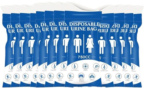 12 Pcs 750ML Emergency Urine Bag,Disposable Urinal Portable Toilets for Adults,Camping Toilet Travel Urine Bag Leak Proof Sealed Design Lightweight Foldable for Hiking Pregnant Women Children(Blue)