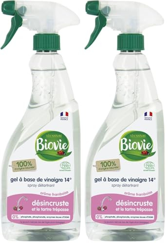Biovie - Spray vinaigre framboise 14° - Droguerie - Ecodétergent - Spray de 750ml (Lot de 2)