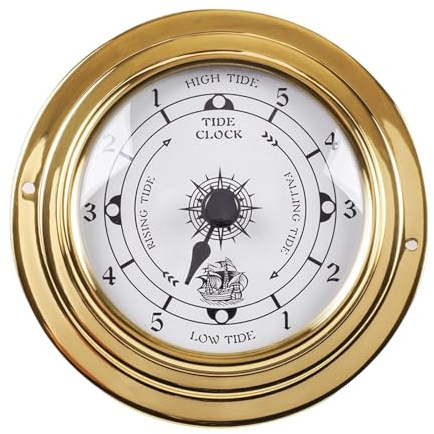 LOVIVER Horloge de marée, Horloge Murale Nautique Portable, diamètre 98 mm, pour intérieur et extérieur, Bateau, Yacht, Station météo Marine