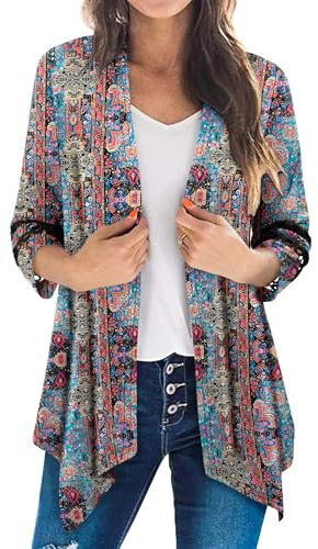 Womens Cardigan Sweaters Lightweight Bohemian Tops Open Front Coverups Flowy Duster 2XL