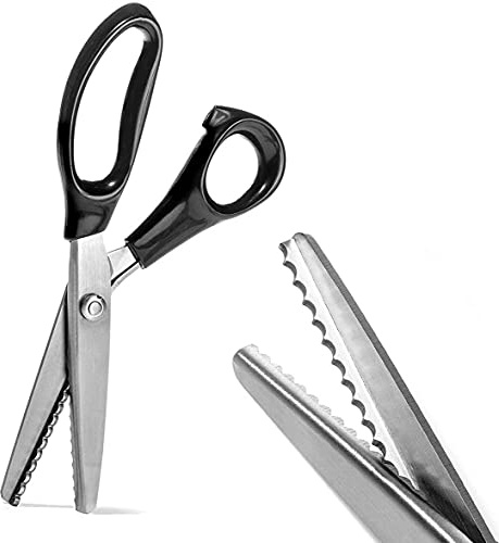 Pinking Cesoie, Forbici Da Sarto In Acciaio INOX, Seghettata e Lame Smerlato, Professionale Per Cucire Craft Taglio, Upholstery Tailor zig-zag Tool, Tessuto Decorativo Edge, Arco 7mm