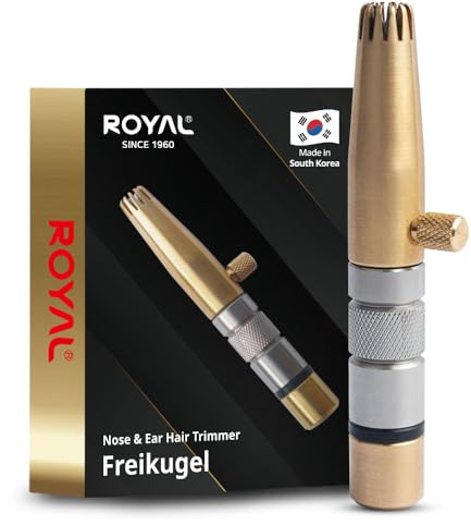 ROYAL [Made in Korea] Premium Nose Hair Trimmer for Men Freikugel, Manual, Battery-Free, Brass & Stainless Steel, Waterproof, Painless with a Patented Mechanism ET-32