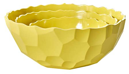 Insalatiera, ciotole da portata, zuppiera,/ciotole in plastica tinta unita europea, grande ciotola for mescolare, ciotole for cucina, insalata, verdure, frutta-rosso-3 set ( Color : Yellow , Size : 3