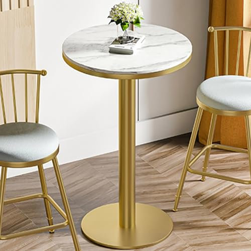 DMCHENGMA Runder Sofa-Beistelltisch/Beistelltisch, Marmorplatte, Theken-Bistro-Pub-Tische mit Stabiler Basis und Rutschfester Polsterung, runder Cocktailbar-Tisch für das Heimbüro(Size:55x105cm)