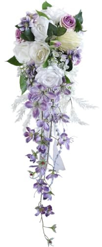 Violette künstliche Orchideen, Brautsträuße, 22,9 cm, Hochzeitssträuße für Braut und Heimdekoration