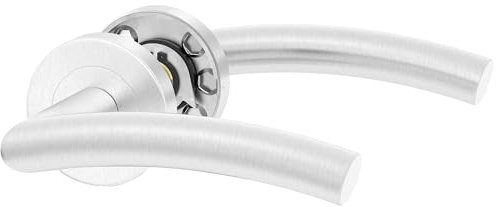 ERGO line OTTO Poignée de porte d'intérieur, acier inoxydable, poignée sans rosace inférieure, paire de poignées de porte sur rosaces rondes, garnitures de porte, poignée