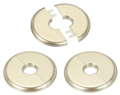 PATIKIL Wall Split Flange 0.65/16.5mm, 3Pcs ABS Round Self-Adhesive Escutcheon Plate Cover Buckle for Water Pipe Faucet Decoration, Gold