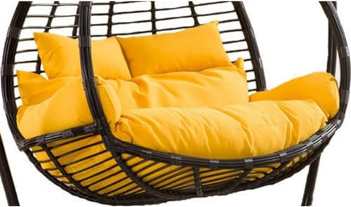 Chaise d'extérieur en osier imperméable à double suspension pour 2 personnes avec nid d'oeufs amovible pour terrasse, jardin, hamac de relaxation en plein air avec tapis
