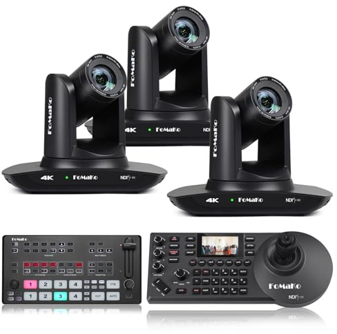 FoMaKo 4K 20X NDI PTZ Camera HDMI, AI Auto-Tracking,for Education&Professional Demos Including Online Classes and Skill Tutorials Live Streaming,NDI 6 & NDI HX3 Certified(K20UHX3+M1+KC608 Pro)