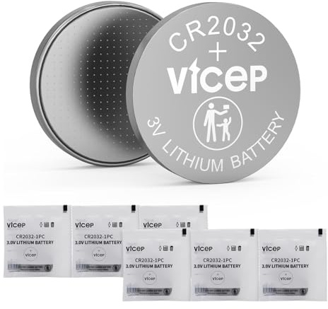 ViCep 6-Pack Piles CR2032 Pile Bouton CR 2032 Lithium 3V pour Les Porte-clés de Voiture, Les Montres, Les calculatrices, Les Lampes LED et Bien Plus Encore, emballées Individuellement