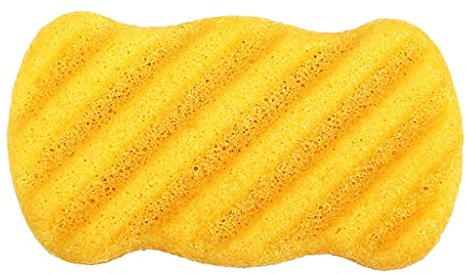 Esponja Konjac de Gran tamaño y Calidad Premium con carbón de bambú Activado (sin estimulación) - Amarillo cúrcuma, One Size