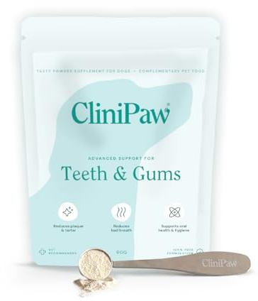 CliniPaw Advanced Teeth & Gums Powder For Dogs 90g | Natural Plaque & Tartar Remover for Teeth with Seaweed | Probiotics & Herbal Extracts for Dogs Oral Hygiene & Fresh Breath | Up to 90 Servings