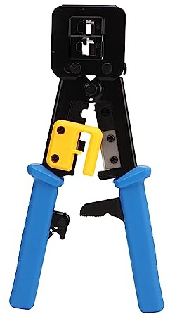 Pinza Crimpatrice Ethernet Multifunzione, Pinza Crimpatrice RJ45 RJ12 CAT5 CAT5e, Pinza per Cavi di Rete Professionale con Maniglia Risparmio di Manodopera e Funzione di Blocco