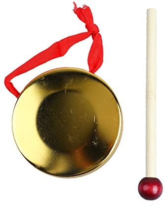 HUSHUI Hand Gong Mini Portable Instrument med Mallet för Traditionell Kinesisk Slagverk Utomhus (9 cm)