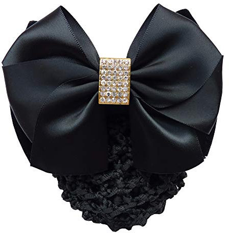 JIHUOO Filet à Chignon Barrettes à Cheveux Pince à Cheveux avec Noeud Accessoires de Cheveux pour Hôtesse Banque Hôtels Restaurant Noir