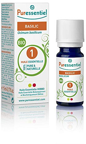 Puressentiel – Huile Essentielle Basilic BIO – Contribue au confort digestif – 100% pure et naturelle – HEBDD – Ocimum basilicum – 5 ml