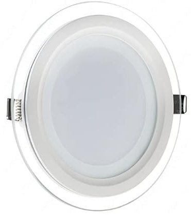 Generico UNIVERSO PANNELLO FARETTO LED ROTONDO DA INCASSO 12W CON CORNICE IN VETRO ALTA LUMINOSITA' 300KK 4000K 6500K (Bianco Caldo)