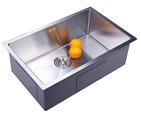 Lavello Angolo arrotondato piccolo Vasca singola grande Vasca singola Scanalatura singola Lavabo sottopiano in acciaio inox 304 Lunghezza 680*larghezza 430*profondità 210mm